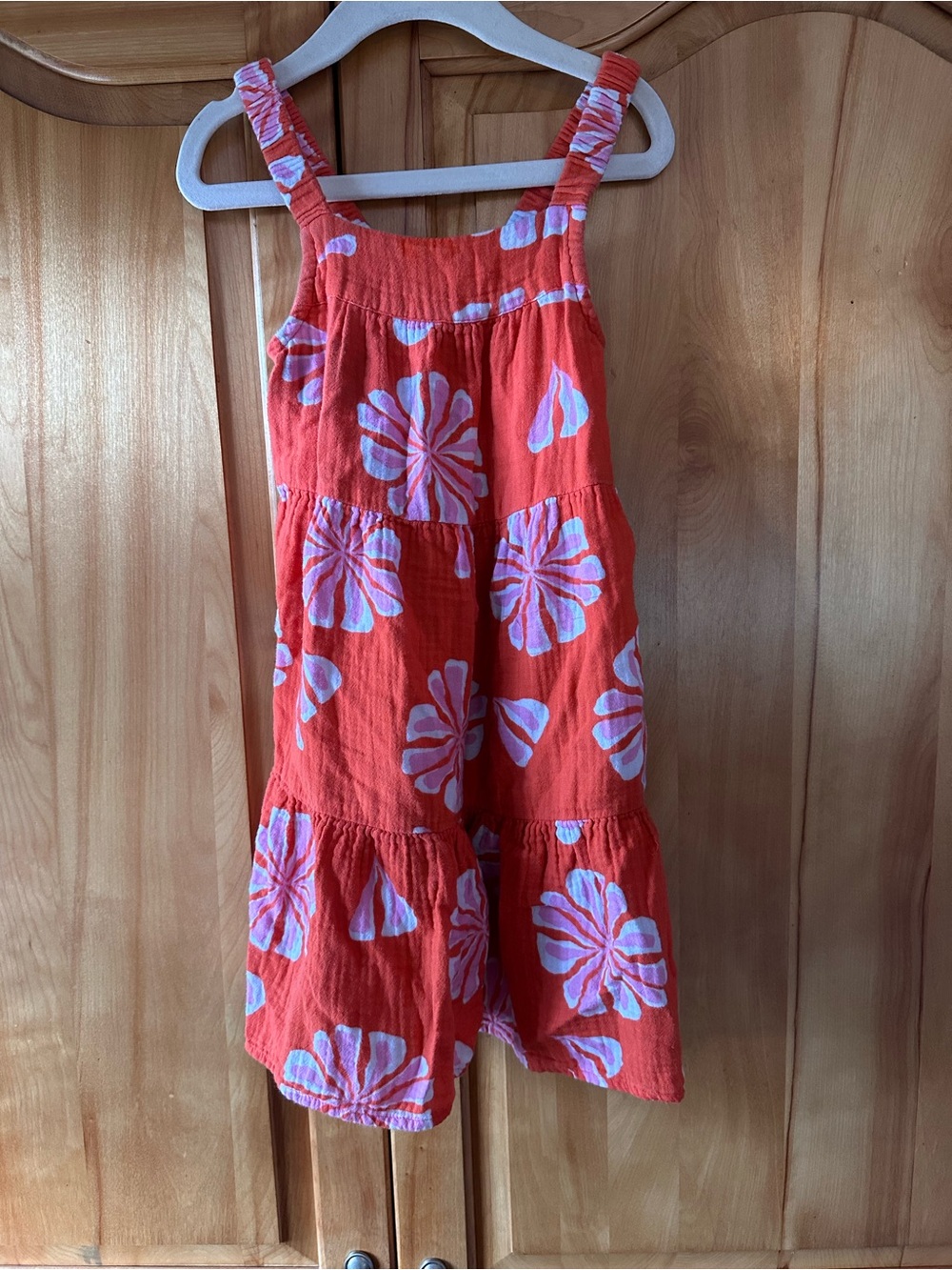 Crewcuts Girls Orange Floral Tiered Romper